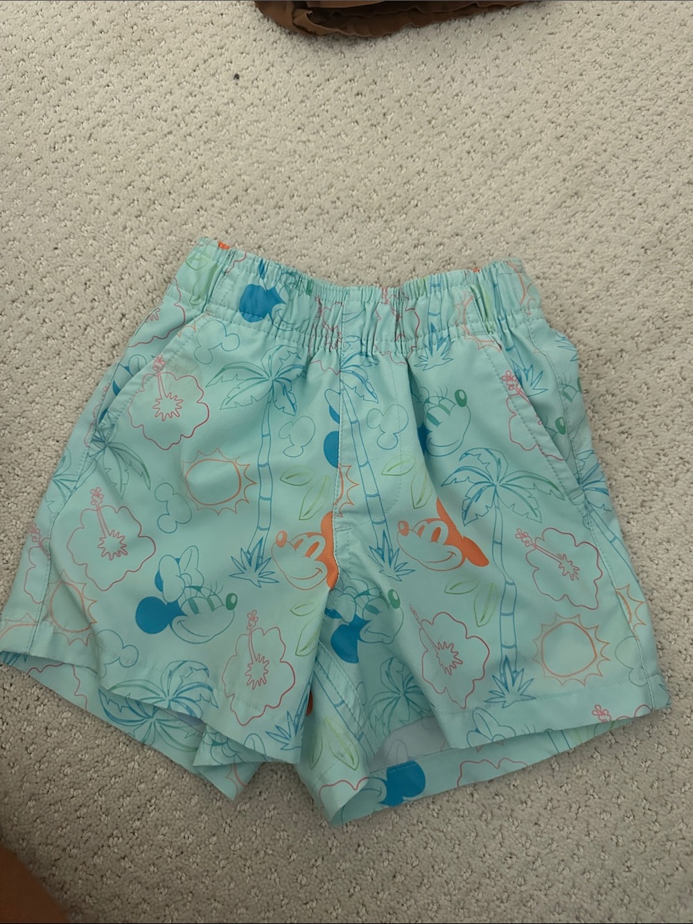 Disney Light Aqua Mickey Tropical Swim Trunks